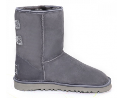 UGG CLASSIC SHORT CRYSTAL BOW GREY