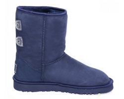 UGG CLASSIC SHORT CRYSTAL BOW NAVY