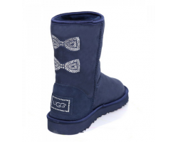 UGG CLASSIC SHORT CRYSTAL BOW NAVY