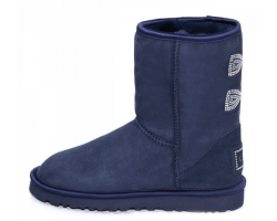 UGG CLASSIC SHORT CRYSTAL BOW NAVY