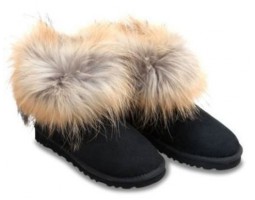 UGG FOX FUR BLACK