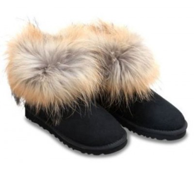 UGG FOX FUR BLACK