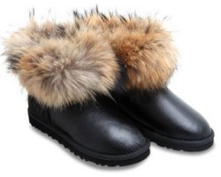 UGG FOX FUR METALLIC BLACK