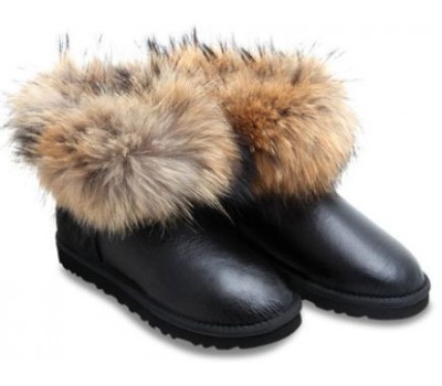 UGG FOX FUR METALLIC BLACK