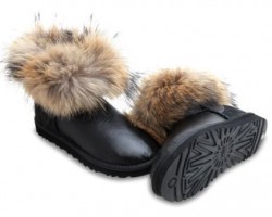 UGG FOX FUR METALLIC BLACK