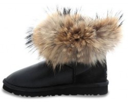 UGG FOX FUR METALLIC BLACK