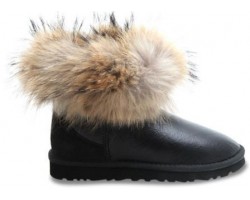 UGG FOX FUR METALLIC BLACK