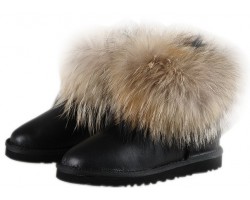 UGG FOX FUR METALLIC BLACK