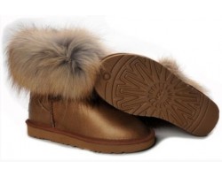 UGG FOX FUR METALLIC BRONZE