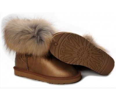 UGG FOX FUR METALLIC BRONZE