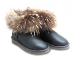 UGG FOX FUR METALLIC GREY