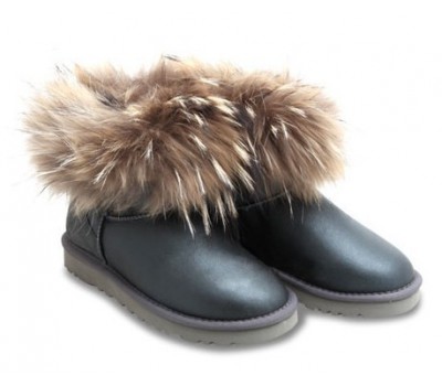 UGG FOX FUR METALLIC GREY