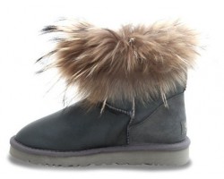 UGG FOX FUR METALLIC GREY