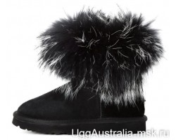 UGG FOX FUR MINI BLACK & WHITE