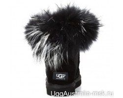 UGG FOX FUR MINI BLACK & WHITE