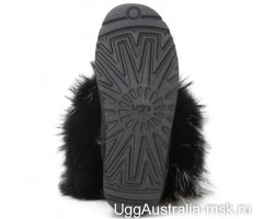 UGG FOX FUR MINI BLACK & WHITE