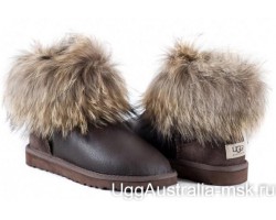 UGG FOX FUR MINI METALLIC CHOCOLATE