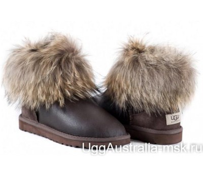 UGG FOX FUR MINI METALLIC CHOCOLATE