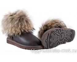 UGG FOX FUR MINI METALLIC CHOCOLATE