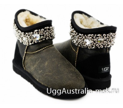 UGG & JIMMY CHOO CRYSTALS BOMBER BLACK