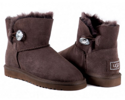 UGG MINI BAILEY BUTTON BLING CHOCOLATE