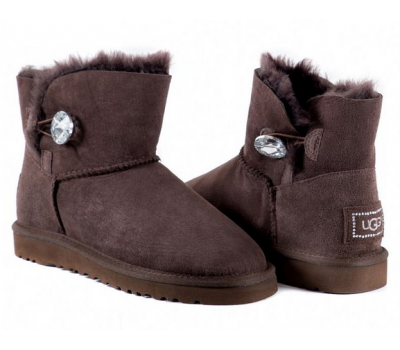 UGG MINI BAILEY BUTTON BLING CHOCOLATE