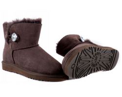 UGG MINI BAILEY BUTTON BLING CHOCOLATE