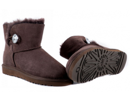UGG MINI BAILEY BUTTON BLING CHOCOLATE