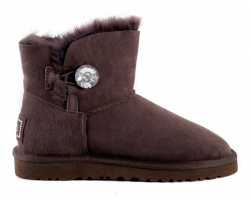 UGG MINI BAILEY BUTTON BLING CHOCOLATE