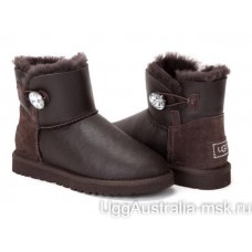 UGG MINI BAILEY BUTTON BLING METALLIC CHOCOLATE