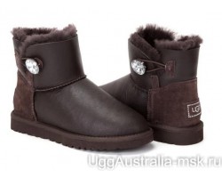 UGG MINI BAILEY BUTTON BLING METALLIC CHOCOLATE