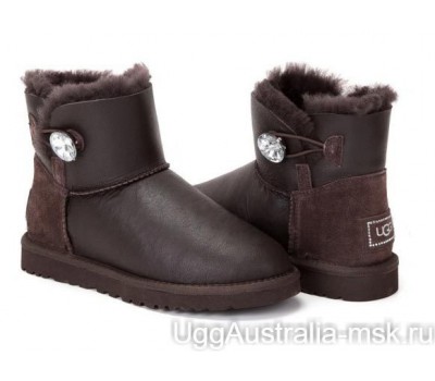 UGG MINI BAILEY BUTTON BLING METALLIC CHOCOLATE