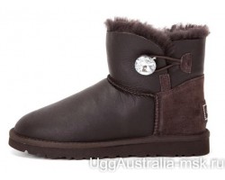 UGG MINI BAILEY BUTTON BLING METALLIC CHOCOLATE