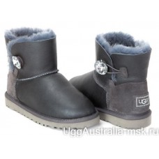 UGG MINI BAILEY BUTTON BLING METALLIC GREY