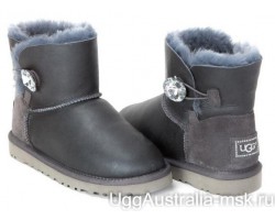 UGG MINI BAILEY BUTTON BLING METALLIC GREY