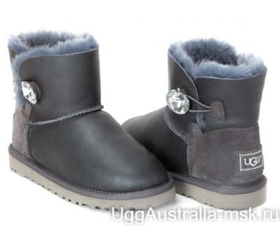 UGG MINI BAILEY BUTTON BLING METALLIC GREY