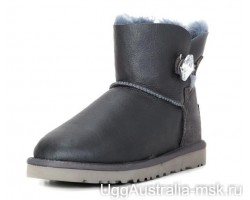 UGG MINI BAILEY BUTTON BLING METALLIC GREY