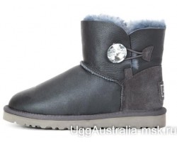 UGG MINI BAILEY BUTTON BLING METALLIC GREY