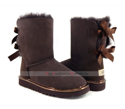 UGG BAILEY BOW II METALLIC CHOCOLATE