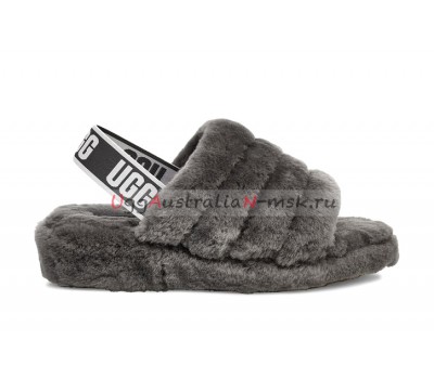 UGG FLUFF YEAH SLIDE CHARCOAL