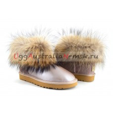 UGG FOX FUR II METALLIC AZURE