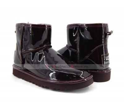 UGG & JIMMY CHOO CLASSIC MINI PATENT II CHOCOLATE LACQUER