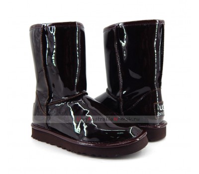 UGG & JIMMY CHOO CLASSIC SHORT PATENT II - CHOCOLATE