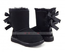 UGG KIDS BAILEY BOW II METALLIC BLACK