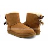 UGG MINI BAILEY BOW FUR BRUSH BOOT CHESTNUT