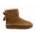 UGG MINI BAILEY BOW FUR BRUSH BOOT CHESTNUT