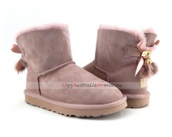 UGG MINI BAILEY BOW FUR BRUSH BOOT DUSK