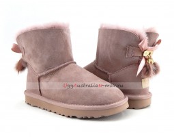 UGG MINI BAILEY BOW FUR BRUSH BOOT DUSK