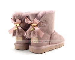 UGG MINI BAILEY BOW FUR BRUSH BOOT DUSK