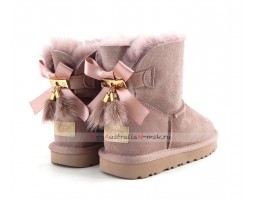 UGG MINI BAILEY BOW FUR BRUSH BOOT DUSK